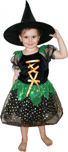 Dětský kostým Zelená Čarodějnice